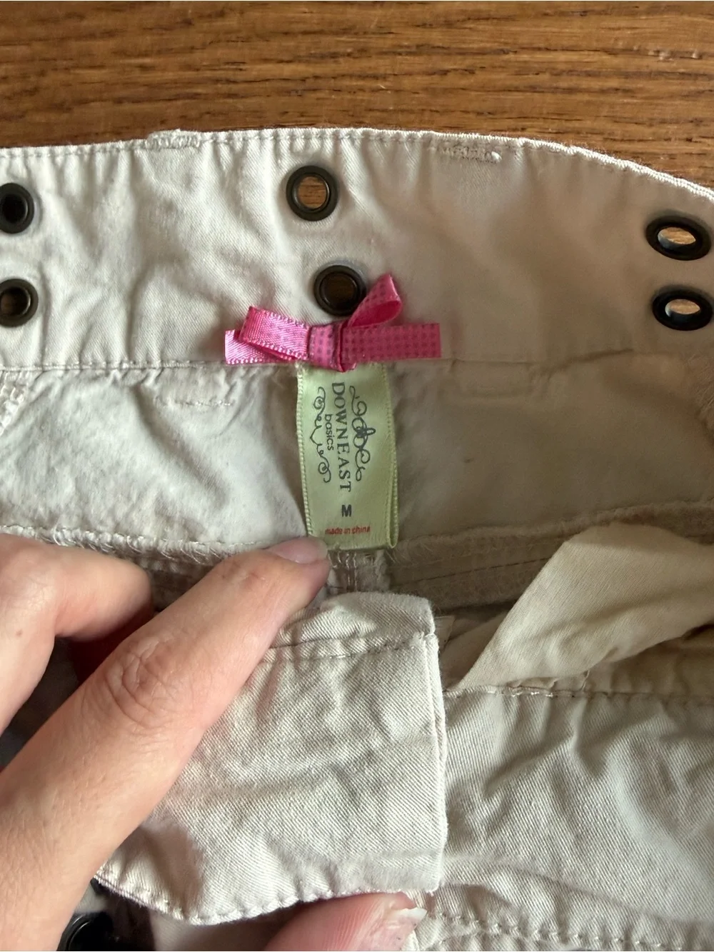 Down East Women's Beige Solid Mini Skirt Zip Closure Buckle Eyelets Size M